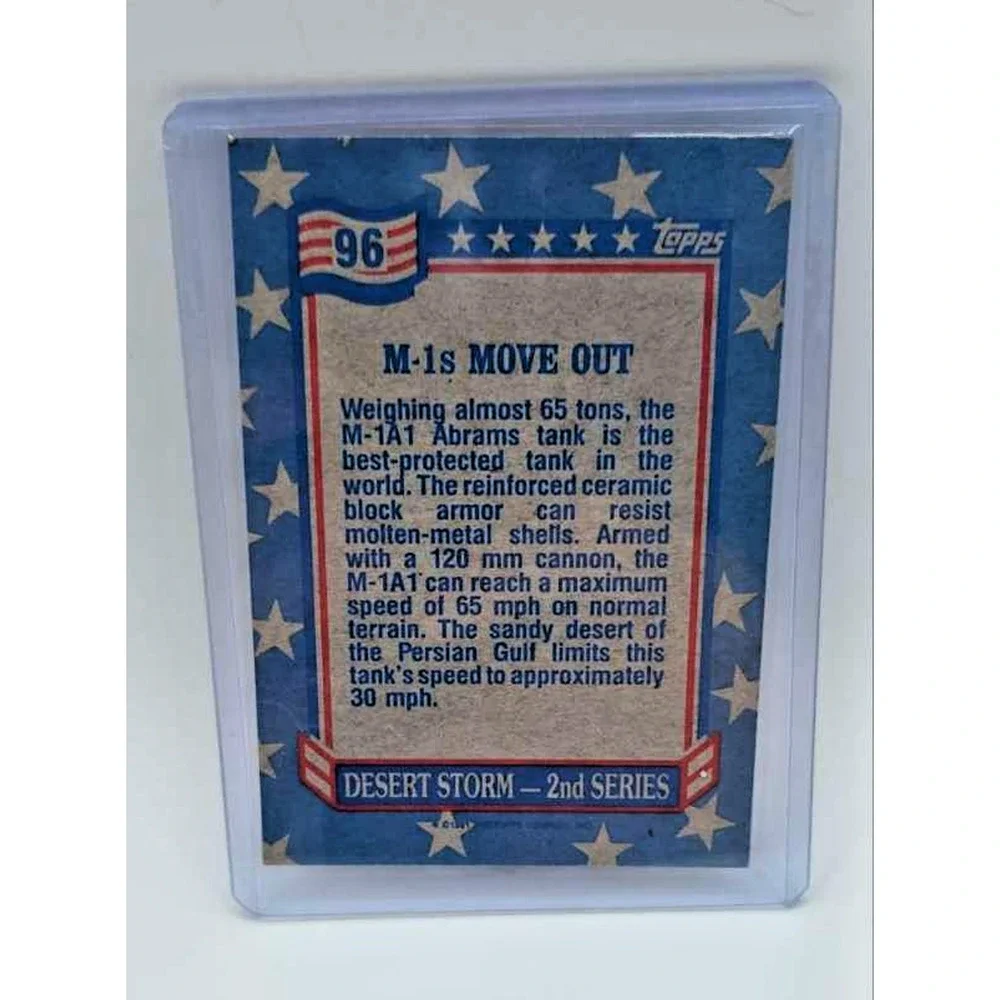 1991 Topps Desert Storm #96 M-1s Move Out Card - Picture 2 of 2